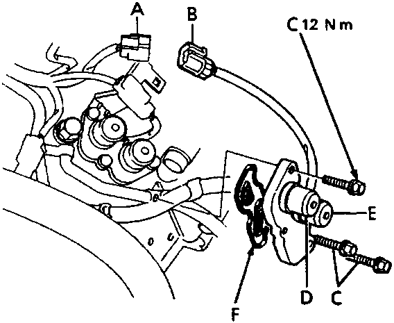 Diagram showing removal and installation of shift control solenoid valves A and B with securing bolts and combined filter/gasket