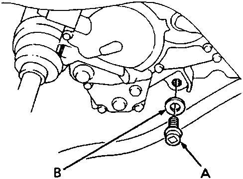 Diagram showing gearbox drain plug and sealing washer with torque specification