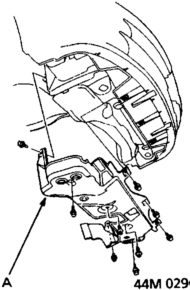 Diagram showing splash shield indicated by callout A