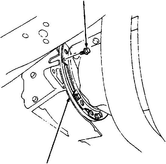 Diagram showing the drive plate bolt and drive plate area with callouts A and B