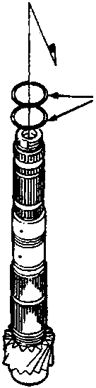 Detail of the lower end of the countershaft showing two rings labeled BB and the shaft end labeled AA.