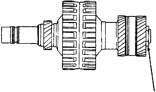 Diagram of a secondary shaft assembly with a locknut on the right end