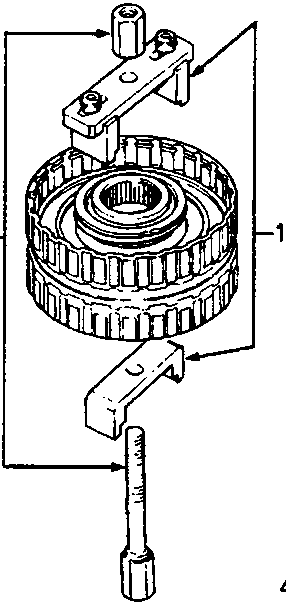 Diagram of tools 18G 1016 and 18G 1016-2 compressing a clutch assembly. Figure number 44M 0367.