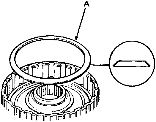 Diagram showing a disc spring (A) being lifted from a clutch assembly. Figure number 44M 0365.