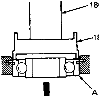 Diagram showing tools 18G 1354 and 18G 1354-15 expanding a snap ring to press out a bearing (A).