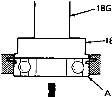 Diagram showing tools 18G 1354 and 18G 1354-14 expanding a snap ring to press out a bearing (A).