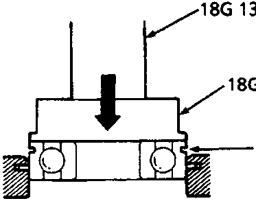Diagram showing tools 18G 1354 and 18G 1354-14 pressing down on a bearing (A) to remove it.