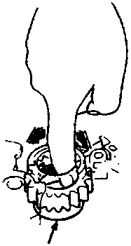 Diagram showing installation of oil pump drive gear (A) into housing