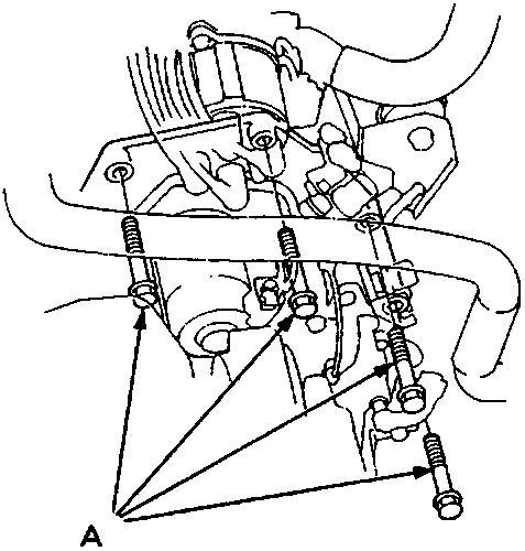 Diagram showing gearbox housing mounting bolts with torque value 65 N m