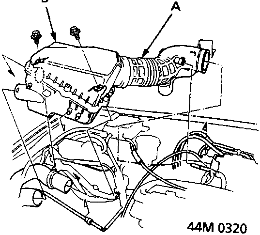 Diagram showing intake air duct and air cleaner housing