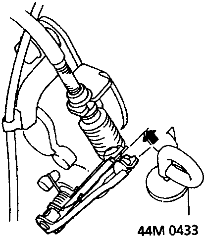 Diagram showing throttle control cable end and throttle control lever with arrows indicating play