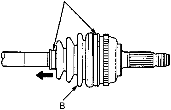 Outboard boot assembly showing boot bands and outboard boot labeled A and B