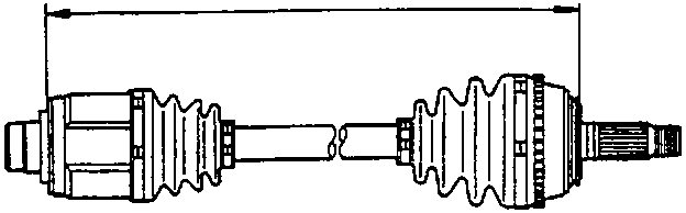Diagram showing the length measurement of a drive shaft