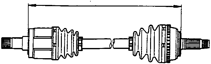 Diagram showing the length measurement of a second drive shaft variant
