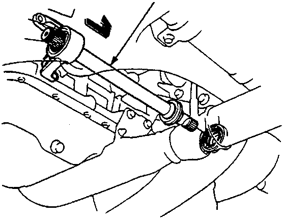 Diagram showing the installation of the intermediate shaft into the differential assembly.