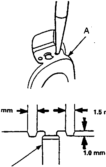 Diagram showing the differential carrier with a pin inserted, indicating 1.5 mm clearance on each side and 1.0 mm depth
