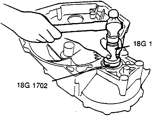 Diagram showing installation of oil seal into clutch housing using special tools 18G 1354 and 18G 1702
