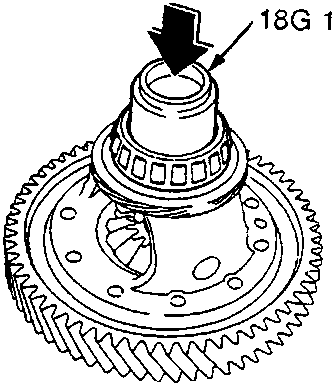 Diagram showing a press tool (A) and special tool 18G 1471 being used on a differential assembly.