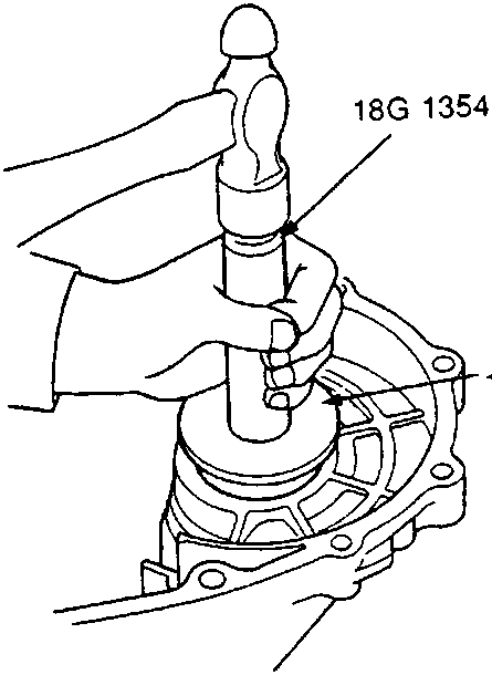 Diagram showing installation of outer race using special tools 18G 1354 and 18G 1354-17