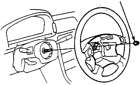 Diagram showing steering wheel nut on steering column