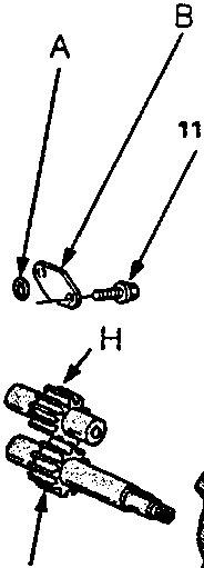 Exploded view diagram of the power steering pump showing labeled components A through X with torque values 11 Nm and 65 Nm indicated at specific bolt locations.