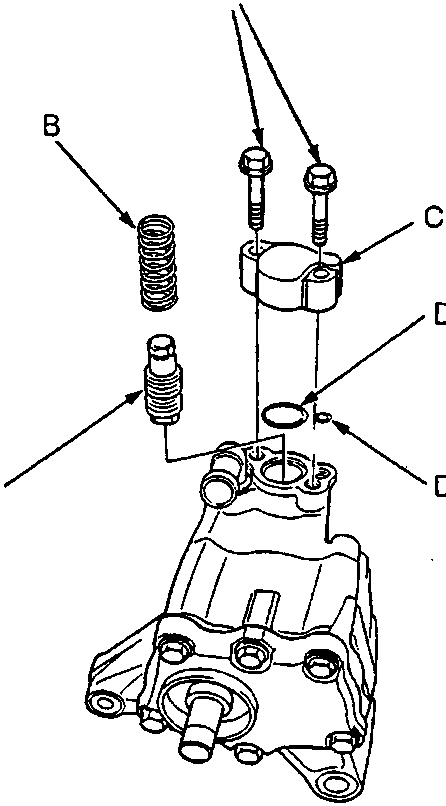 Exploded view of flow control valve assembly showing components A, B, C, and D with a torque specification of 11 N m