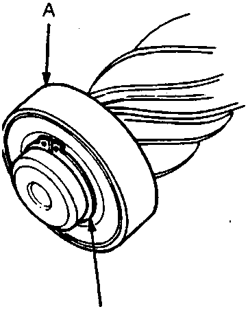 Diagram showing pinion lower ball bearing and snap ring with callouts A and B