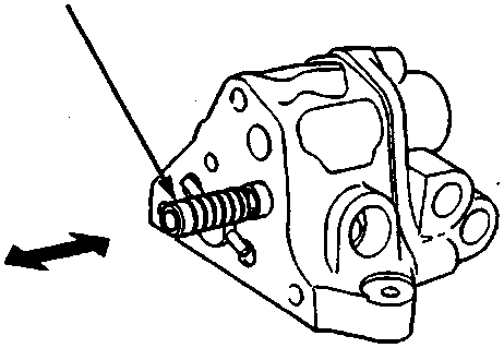 Diagram showing the pressure control valve being slid out of the valve body, labeled A.