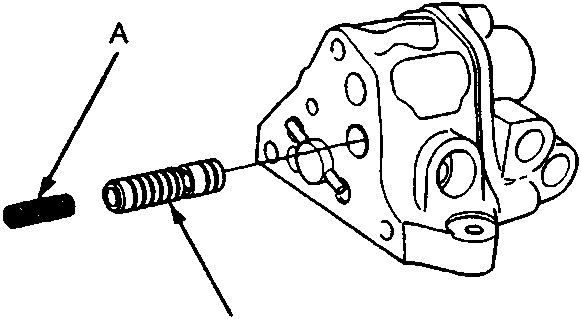 Diagram showing pressure control valve and spring being removed from the valve body, labeled A and B.
