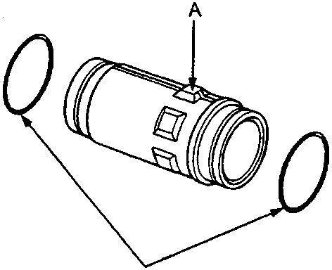 Diagram showing Cylinder Cap (A) and O-rings (B) for steering rack cylinder.