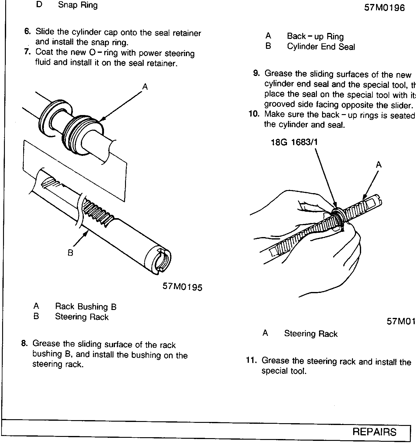 Installation of rack bushing onto the steering rack.