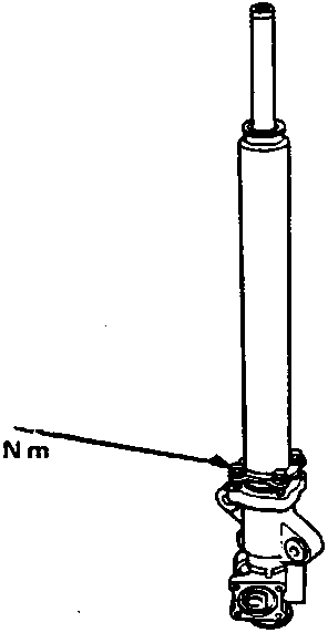 Diagram of a steering cylinder showing a torque specification of 22 Nm applied to the cylinder bolts (A).