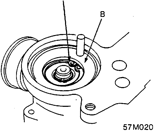 Diagram showing a 28 mm Snap Ring (A) being installed into a Pinion Holder (B).