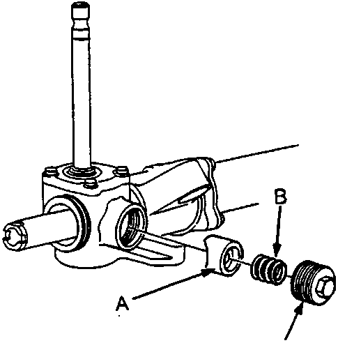 Diagram of rack guide assembly showing parts A, B, C, D, and E