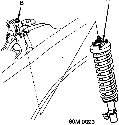 Diagram showing damper assembly with callouts A and B