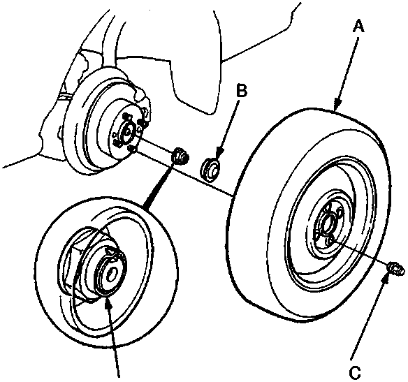 Diagram of rear wheel assembly showing labels A, B, C, and D with torque values (110 Nm) and (185 Nm)