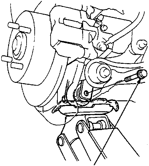 Diagram showing the lower part of the rear suspension, focusing on the damper mounting bolt connection.