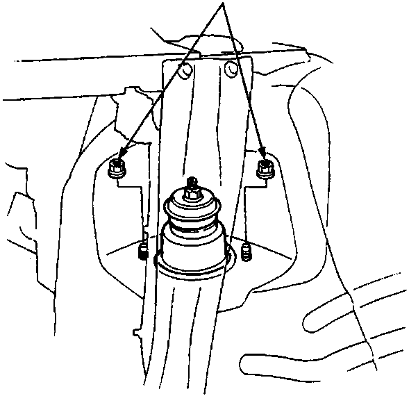 Diagram showing the damper mounting nuts and bolts securing the damper to the chassis, with a torque callout.