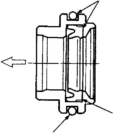 Cross-section showing O-ring and secondary cup installation on piston guide