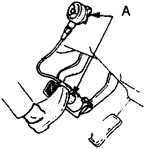 Diagram showing a pressure gauge connected to the brake system