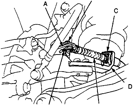Diagram of parking brake cable connection showing lever, clevis pin, cable clip, arm, parking brake cable, and lock pin