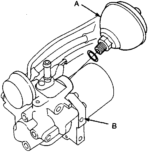 Diagram of accumulator attached to pump assembly.