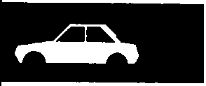Silhouette of a car shown in white against a black background