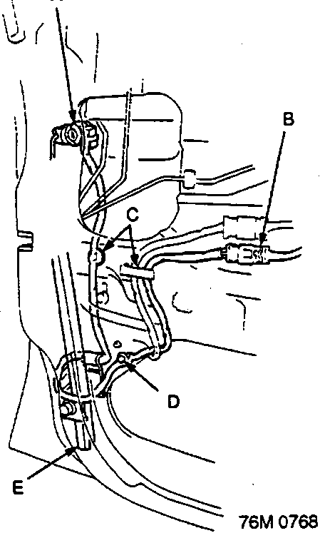Diagram showing lock cylinder, connector, clips, clip, and centre channel components labeled A through E.
