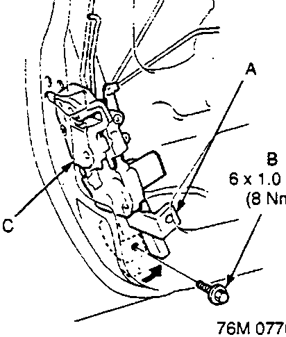 Diagram showing centre channel, bolt, and latch components, with bolt size 6 x 1.0 mm (8 Nm).