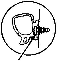 Close-up diagram of a clip (E) securing a component.