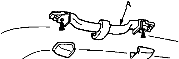 Diagram of the grab handle (A) detached from the vehicle roof, showing the mounting points.