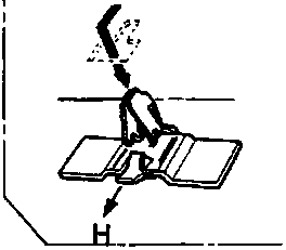 Diagram showing clip A being removed with tool, labeled 2 and H indicating forward position