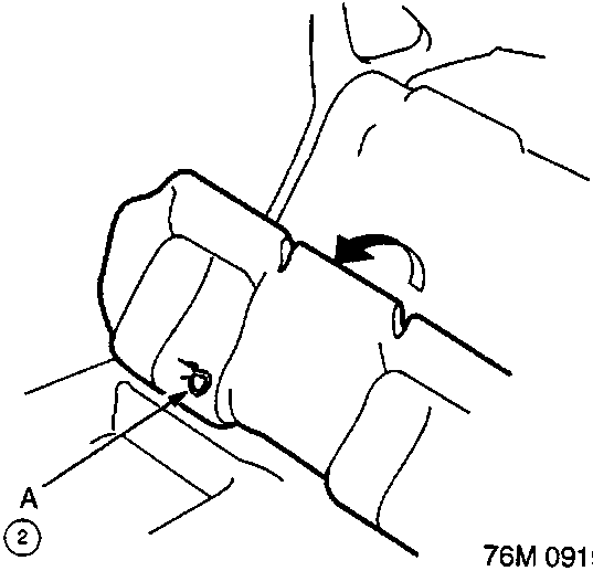 Diagram showing seat cushion rear edge being pulled up at a hook.