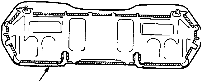 Diagram showing the underside of a seat cushion frame with hook locations indicated by shading, labeled A.